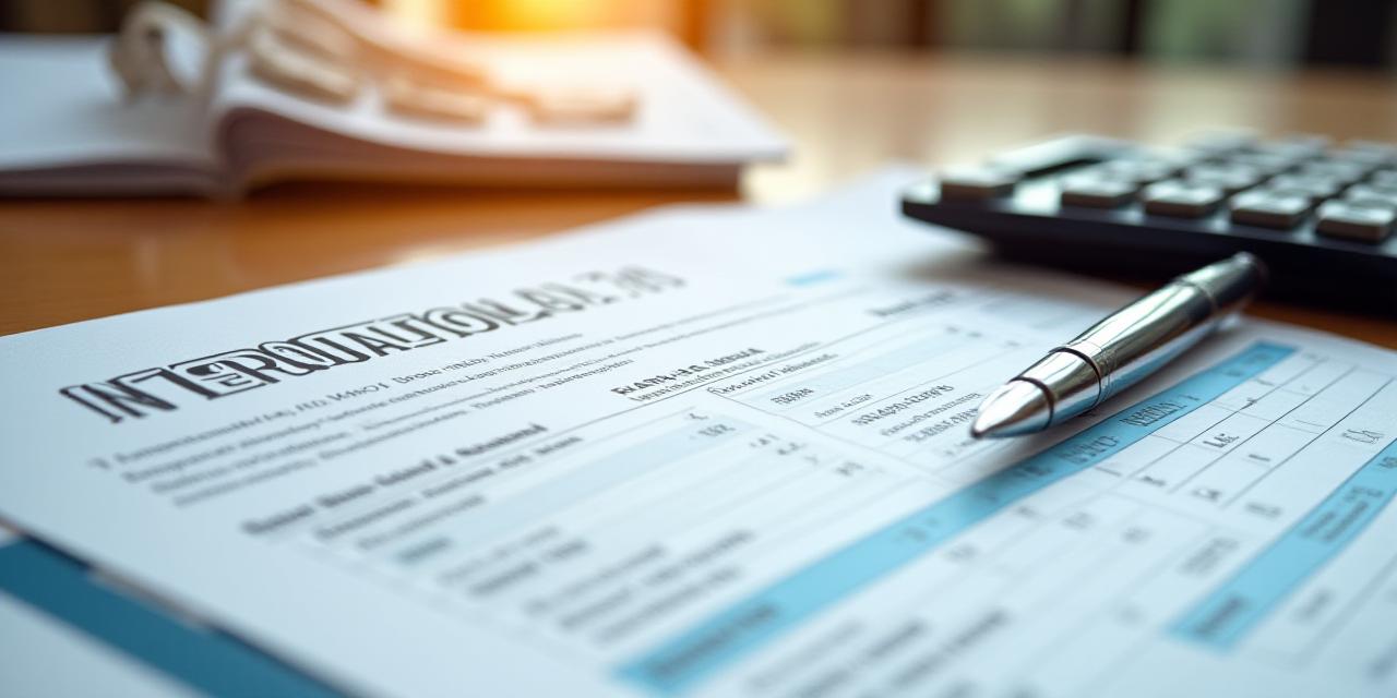 Close up of financial documentation and a calculator on a designer desk